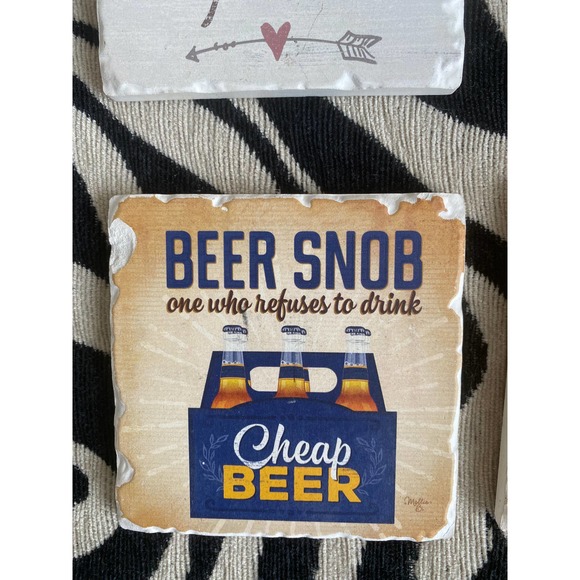 Set of (4) clay coasters w/ cork bottom - Picture 6 of 6